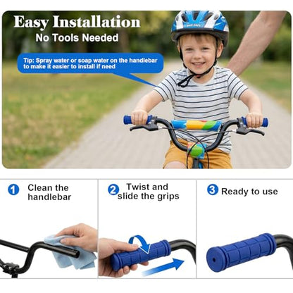 12 Pieces Bike Handlebar Grips, Kids Non Slip Rubber Bicycle Handle Grips, Replacement Bike Grips for Scooter, Beach Cruiser, Mountain Bikes, Foldable Bikes - size: 4.7"L x 1.1"W
