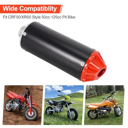 28mm Exhaust Muffler Pipe Kit Red for 70cc-125cc CRF50 XR50 Dirt Pit Bike