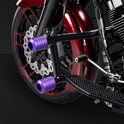 Advanblack Protek Two Step Highway Peg Crash Bar with CNC Slider Fit for 2014-2025 Harley Touring Road Glide Street Glide Electra Glide – Engine Guard Performance Upgrade (Purple CNC) - color: Purple CNC