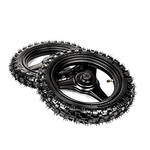 Front and Rear Rim Wheel PW50 Pair of Rim Tire Dirt Bikes ATV Motocross Brake Wheel Assembly Replacement for Yamaha (Black)