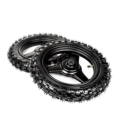 Front and Rear Rim Wheel PW50 Pair of Rim Tire Dirt Bikes ATV Motocross Brake Wheel Assembly Replacement for Yamaha (Black)