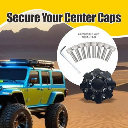 8-Pack Fuel Wheel Center Cap Screws with Adapter Tool for 1001-63-B, 1001-63B, 1001-63GB Stainless Steel Material
