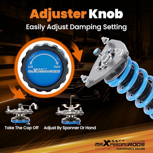maXpeedingrods Coilover for Subaru Forester SJ 2014–2018, 24 Levels Damper Adjustable Coilovers Suspension Kit Strut, Height Adjustable T6 Upgraded Lowering Kits Blue - size: Forester 2014–2018