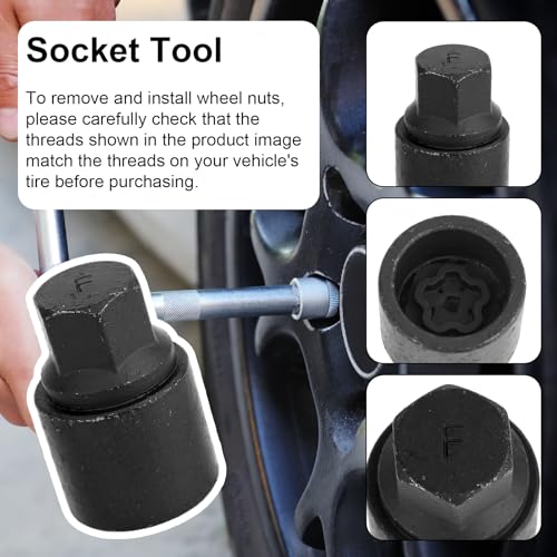 F-Wheel Locking Nut Tool, Special Steel Wheel Security Kit,Anti Theft Lug Nut Key for Dismantling & Installing Anti Theft Lugnut Tool Socket Remover Hand Repair Tools