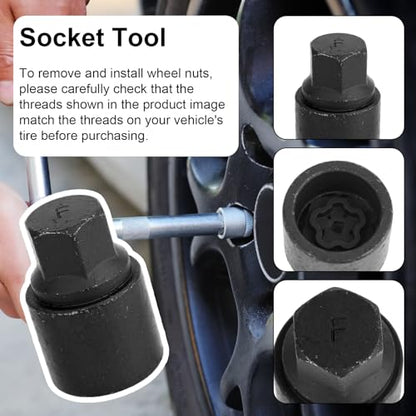 F-Wheel Locking Nut Tool, Special Steel Wheel Security Kit,Anti Theft Lug Nut Key for Dismantling & Installing Anti Theft Lugnut Tool Socket Remover Hand Repair Tools