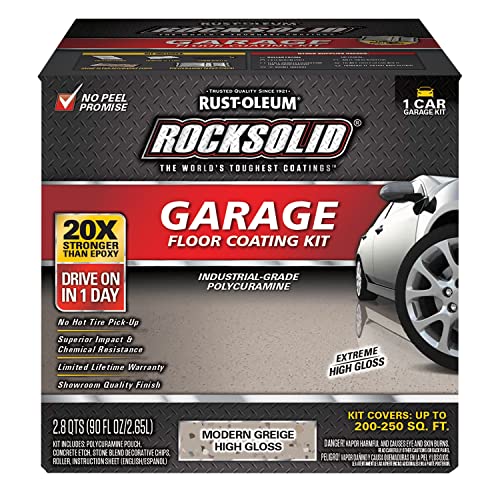 Rust-Oleum RockSolid Garage Floor Coating Kit, Modern Greige, 1 Car Kit - color: Modern Greige, size: 1 Car