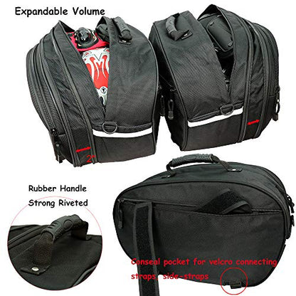 Niche 2pcs Deluxe Motorcycle Saddle Bag, Side Bag, Pannier for Street Bike and Sports Bike, Expandable and Waterproof Travel Bag NMO-8209
