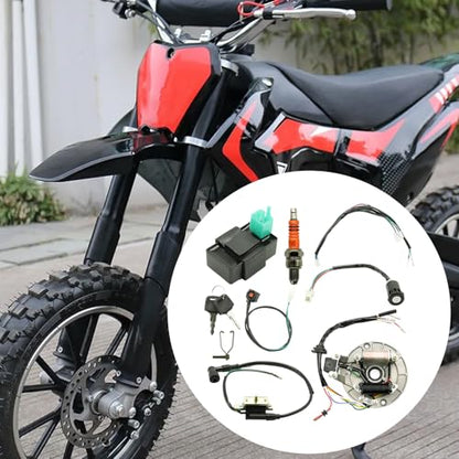 EATAKWARD ATV Rebuild Kit Wire Harness Kit, Start Dirt Pit Bike Wire Harness 2 Coil Magneto stator Plate CDI Replacement for 4 Stroke 50cc 70cc 110cc 125cc 90cc Magneto Spark Plug