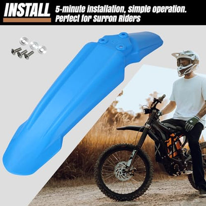 Dirt Bike Front Fender,Dirtbike Front Fender for Sur Ron/Surron/Light Bee/X160/X260, Blue (Not Fits RST Fork) - style: Blue