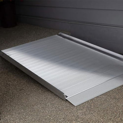 EZ-ACCESS - Aluminum Portable Wheelchair Ramp - Heavy Duty Mobility Device, Handicap Ramp with Textured Surface for Steps, and Self-Adjusting Bottom Transition Plates - 3G 5-Foot - size: 60 Inch (Pack of 1), style: Ramp Only