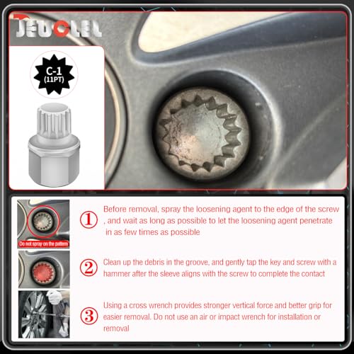 ABC1/11PT Wheel Locking Nut Key Compatible with VW, Audi - color: ABC1/11PT
