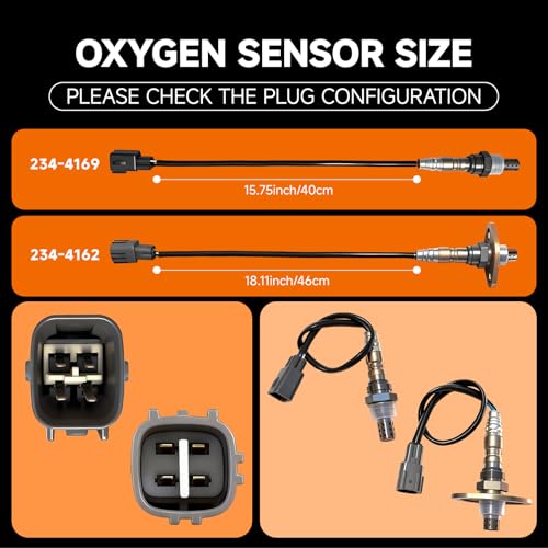 Upstream & Downstream O2 Sensor Set | Direct Replacement for OE #234-4169 & #234-4162 | Oxygen Sensor Compatible with Toyota Sequoia & Tundra 4.7L V8 2001-2004 WITH GLOVES - size: 234-4169 + 234-4162
