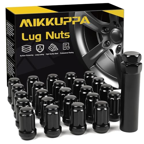 MIKKUPPA M12x1.5 Wheel Lug Nuts, Black 24PCS Spline Tire Nuts with Socket - color: Black, size: M12x1.5, style: 24 PCS