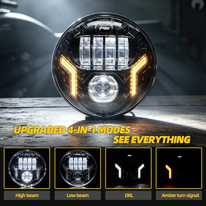5.75 5-3/4 LED Headlight, Fits Sportster Iron 883, Dyna Street Bob, Indian Scout Bobber - Super Bright High Low Beam Projector Headlamp with V-Shape DRL, Waterproof Plug & Play Upgrade - color: 5.75 Inch Kingkang Style