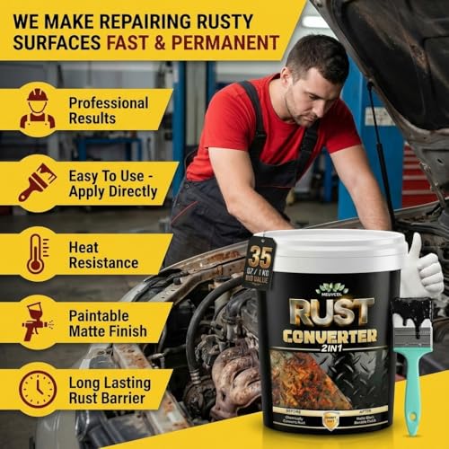 2 in 1 Rust Converter & Metal Primer, 35 oz Black Rust Reformer Paint for Metal, Trailer, Truck Frame, Car Chassis, Ultra Rust Encapsulator & Inhibitor, Heat Resistance Rust Neutralizer & Conversion - size: 35 Fl Oz (Pack of 1)