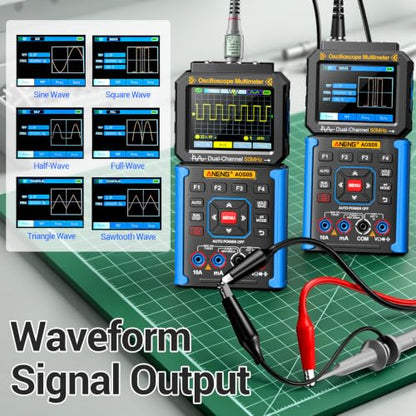 3-in-1 Handheld Oscilloscope Multimeter,50MHz Dual Channel,Signal Generator - color: Blue