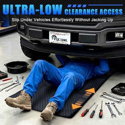 Rolling Creeper Mat, 145×67cm Portable Under Car Repair Pad - color: Black