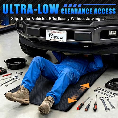 Rolling Creeper Mat, 145×67cm Portable Under Car Repair Pad - color: Black