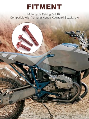 Motorcycle Fairing Bolt Kit Red, 195Pcs Stainless Steel M5 M6 - color: red