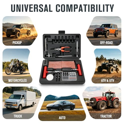 ORCISH Heavy Duty 98pcs Tire Repair Kit, Tubeless Tire Plug Kit for Flats - size: 98 Piece Set