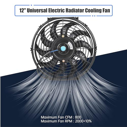 12" Slim Fan Push Pull Electric Radiator Cooling Fan, Black, 2 Packs - color: Black, size: 12'’(2 Pack)