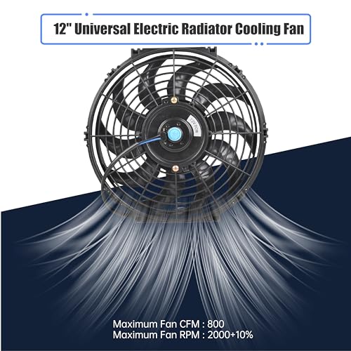 12" Slim Fan Push Pull Electric Radiator Cooling Fan, Black, 2 Packs - color: Black, size: 12'’(2 Pack)
