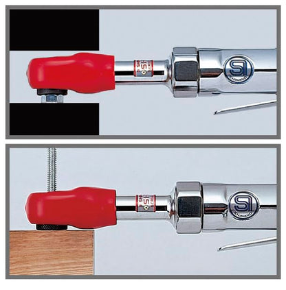 SHINANO SI1288 3/8" Pneumatic Mini Thru Ratchet Set - 6 Sockets (8-14mm), 45Nm, Made in Japan - For Tight Spaces, Engine Work