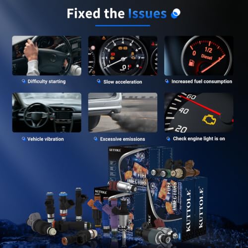 6Pcs Fuel Injectors Compatible with Ford F150 E150 E250 8001640N - size: FJ626
