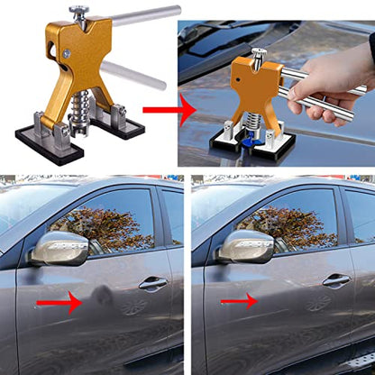 Paintless Car Dent Puller Kit, Dent Removal Kit Tool Car Dent Remover Auto Body Dent Repair Tool Kit Golden Lifter Dent Repair Puller for Car Body, Motorcycle, Refrigerator.
