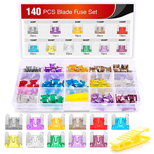 Nilight - 50014R 140피스 로우 프로파일 미니 블레이드 퓨즈 모음, 2A 3A 5A 7.5A 10A 15A 20A 25A 30A 35A 40A 미니 블레이드 퓨즈 자동차 보트 트럭 SUV 자동차용 - size: 140Pcs Low Profile Mini Fuse