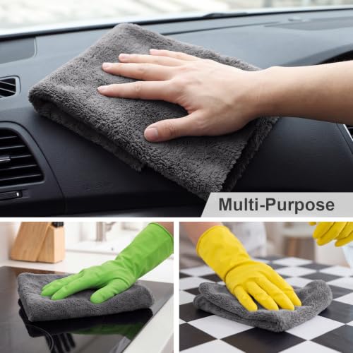 Shimeyao 30 Pcs 16 x 24 Inch Microfiber Car Towels, 500 GSM Edgeless Plush - color: Gray, size: 16 x 24 Inch