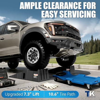 16000lb Stackable Heavy Duty Car Ramps for Oil Change,Save 50%Space