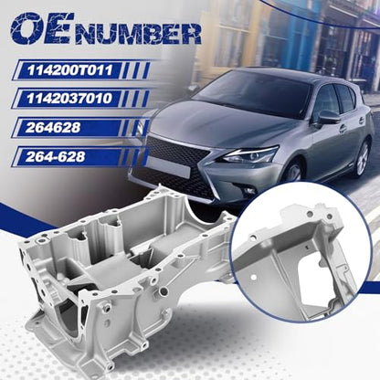Upper Engine Oil Pan Sump with Drain Plug for 2009-2019 Toyota Corolla - size: 264-628