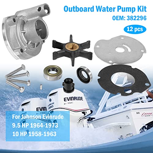 382296 Outboard Water Pump Kit Repalcement for Evinrude Johnson 777811 9.5hp 10hp (Fits: 9.5 HP 1964-1973; 10 HP 1958-1963)