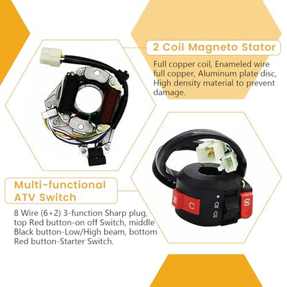Complete ATV Wiring Harness Kit 50cc-125cc with Stator CDI Ignition Switch - style: Complete Wiring Harness Kit