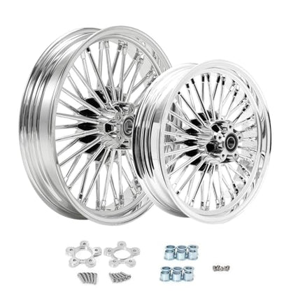 TOFR 18x3.5 16x3.5 Chrome Fat Spoke Wheels For Harley Touring Baggers 00-07 - color: Chrome, size: Front:18x3.5 Rear:16x3.5