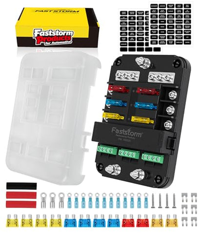 12V Fuse Block with Relay 6 Way with Acc Interface ATC ATO Blade Fuses, Relay Box 12V Automotive Fuse Panel with LED Indicator for Auto Marine Car Boat RV - color: 6 Way Fuse Block - Relay
