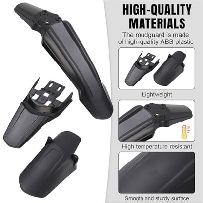 3PCS Surron Fender Kit - Front & Rear Mud Guards for Sur Ron Light Bee S/X, Segway X160/X260 Off‑Road Electric Motorcycle, Imitation Carbon Fiber Style - color: Black