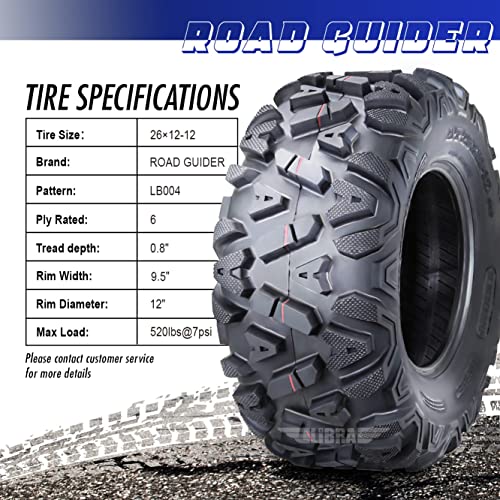 Road Guider Set 2 ATV UTV Mud Tires 26x12-12 26x12x12 6PR - size: 26X12-12