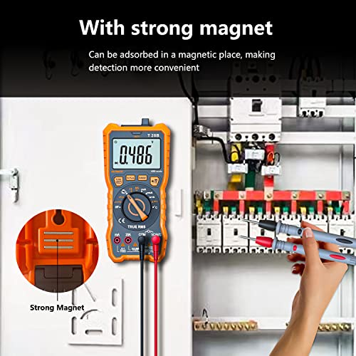 True RMS Digital Multimeter Tester, Auto-Ranging AC DC 20A Ohmmeter 1000V Voltmeter with NCV, Measure Voltage Current Amp Resistance Diode Continuity Duty-Cycle Capacitance Temperature, for Home Auto - style: up to 1000V/20A