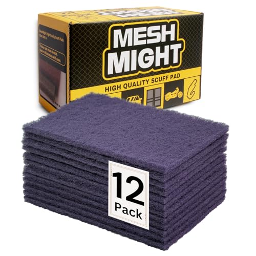12-Pack 6"x9" Non-Woven Scuff Pads - Purple P600 Aluminum Oxide Abrasive for Scouring, Sanding, Paint Primer Prep - Automotive, Auto Body, Woodworking, Surface Preparation (Purple) - color: Purple