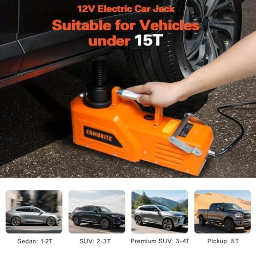 EAMBRITE 12V DC Heavy Duty 15 Ton 33000lbs Hydraulic Car Floor Jack with LED Light Electric Car Jack for SUV and RV, Trucks, Sedan, Van