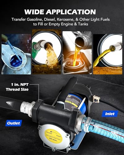 OMT 12V Electric Gasoline Transfer Pump Kit,15GPM Diesel Fuel Transfer Pump - color: 15GPM Gas Pump Kit