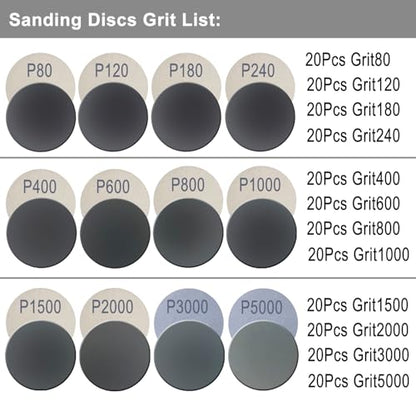 240 Pcs 2 Inch Sanding Discs Kit, 80-5000 Grit Hook and Loop Sand Paper - style: 2 Inch 240PCS 80-5000 Grit