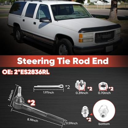2pc ES2836RL Front Outer Tie Rod End Compatible with Chevy Blazer Express 1500 2500 3500 C1500 C2500 Suburban Tahoe, GMC Savana Yukon K1500 K2500,Escalade - size: ES2836RL