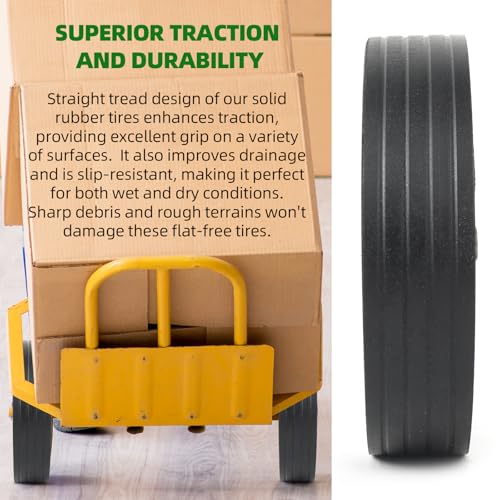 AR-PRO 10"x2.2" Flat Free Solid Rubber Replacement Tires, 2-Pack - size: 10"x2.2