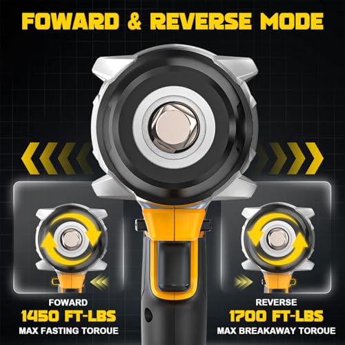 NATBEESY Cordless Impact Wrench Compatible with DeWalt 20V Battery: 1/2 Inch Hog Ring Impact Driver - High Torque - 2300N.m/1700Ft-lbs Cordless Impact Gun - Brushless Motor with LED Light - Tool Only - style: 2300N.M