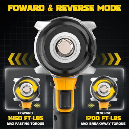 NATBEESY Cordless Impact Wrench Compatible with DeWalt 20V Battery: 1/2 Inch Hog Ring Impact Driver - High Torque - 2300N.m/1700Ft-lbs Cordless Impact Gun - Brushless Motor with LED Light - Tool Only - style: 2300N.M