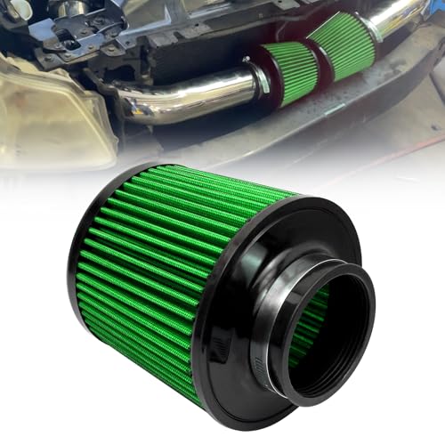 RYANSTAR RACING 3 Inch Cone Air Filter 76mm High Flow 163mm Tall Green - color: green, size: 3" Short