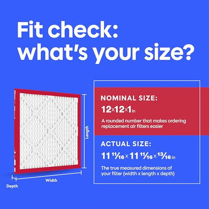 Filtrete 12x12x1 Air Filter, MERV 11, MPR 1000, Allergens & Pet Dander, 3-Month AC and Furnace Filters, Cleaner Air, Reliable Airflow, 4 HVAC Filters (Actual Size 11.68 x 11.68 x 0.81 in) - size: 12x12x1